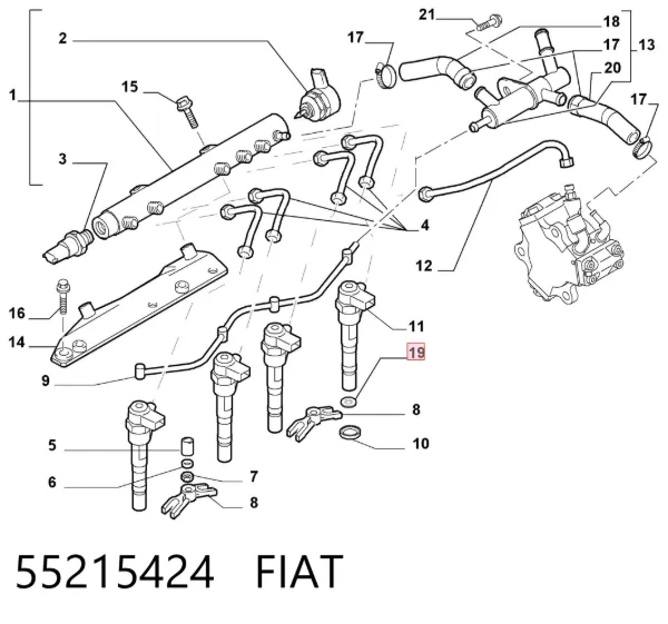 Кольцо форсунки 55215424 Fiat/Alfa/Lancia