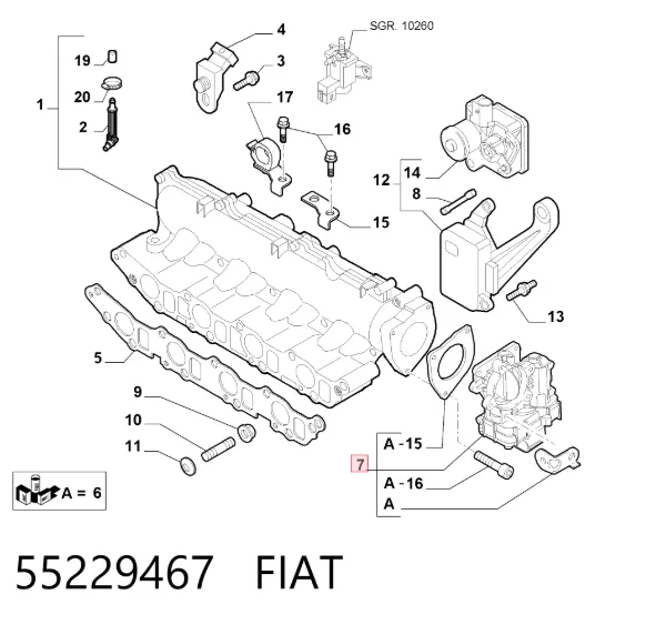 Дроссельная заслонка 55229467 Fiat/Alfa/Lancia