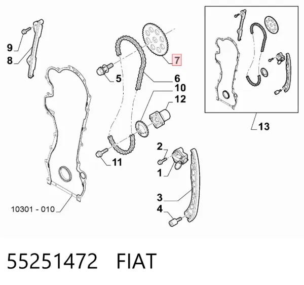 Комплект цепи ГРМ 55251472 Fiat/Alfa/Lancia