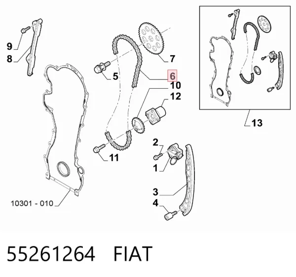 Цепь ГРМ 55261264 Fiat/Alfa/Lancia