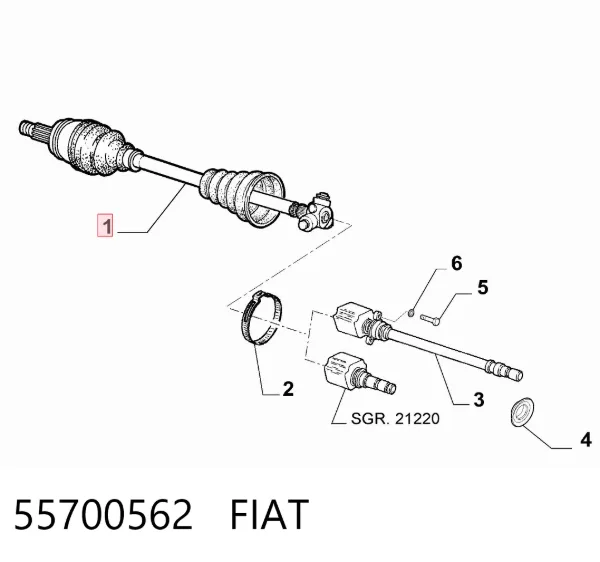 Левая полуось 55700562 Fiat/Alfa/Lancia