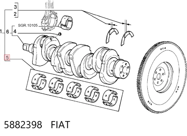 Вкладыши коленвала коренные, комплект, стандарт (STD) 5882398 Fiat/Alfa/Lancia