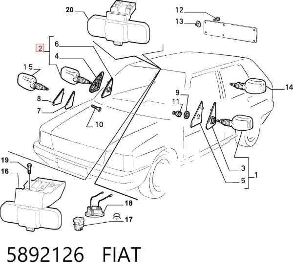 Правое зеркало 5892126 Fiat/Alfa/Lancia