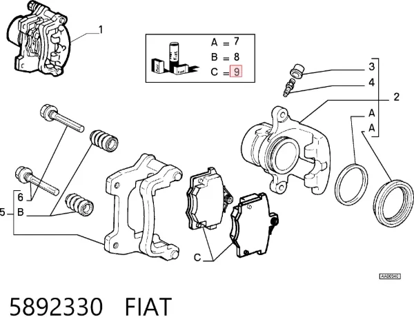 Передние тормозные колодки 5892330 Fiat/Alfa/Lancia