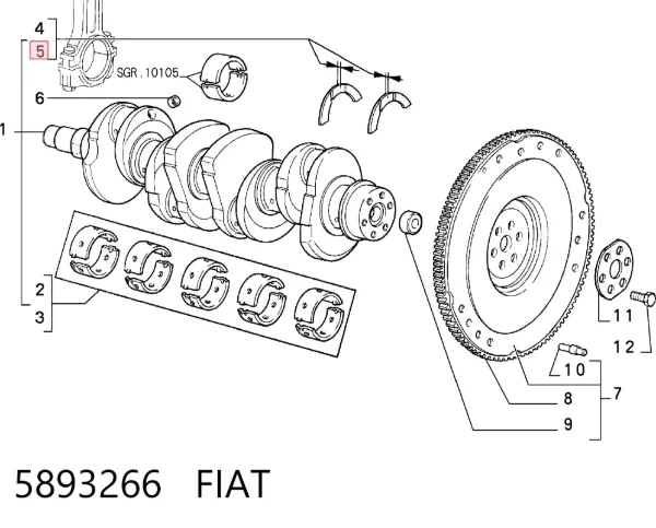 Полукольцо упорное (разбега) коленвала, STD, комплект 5893266 Fiat/Alfa/Lancia