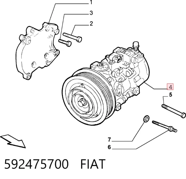 Компрессор кондиционера 592475700 Fiat/Alfa/Lancia