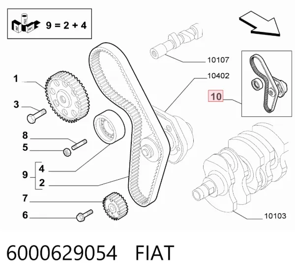 Комплект ГРМ 6000629054 Fiat/Alfa/Lancia