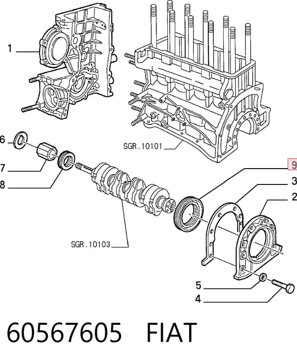 Сальник коленвала задний 60567605 Fiat/Alfa/Lancia