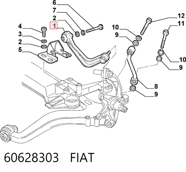 Рычаг задней подвески нижний левый 60628303 Fiat/Alfa/Lancia