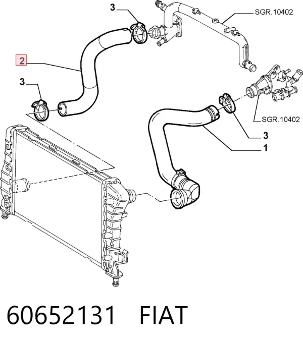 Нижний шлаг радиатора охлаждения 60652131 Fiat/Alfa/Lancia
