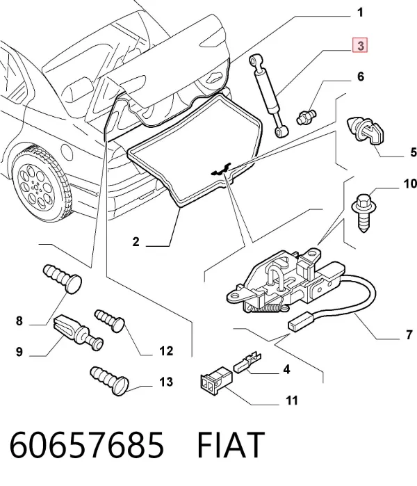 Амортизатор багажника 60657685 Fiat/Alfa/Lancia