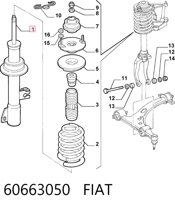 Амортизатор передний 60663050 Fiat/Alfa/Lancia