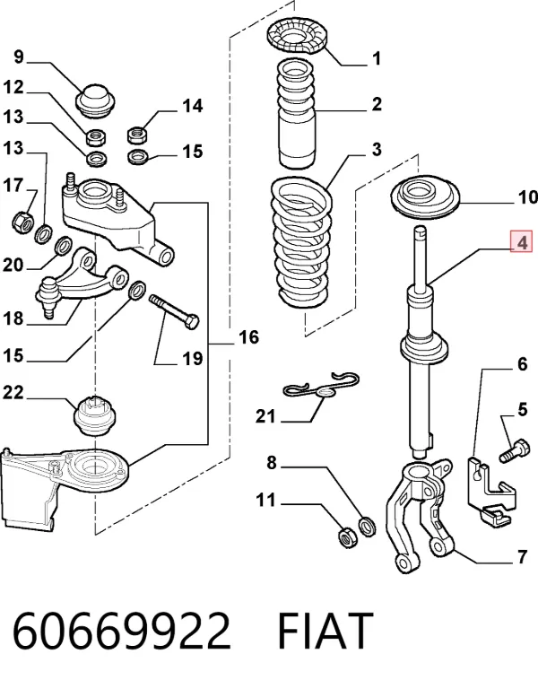 Амортизатор передний 60669922 Fiat/Alfa/Lancia