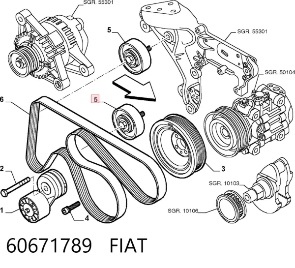 Натяжной ролик 60671789 Fiat/Alfa/Lancia