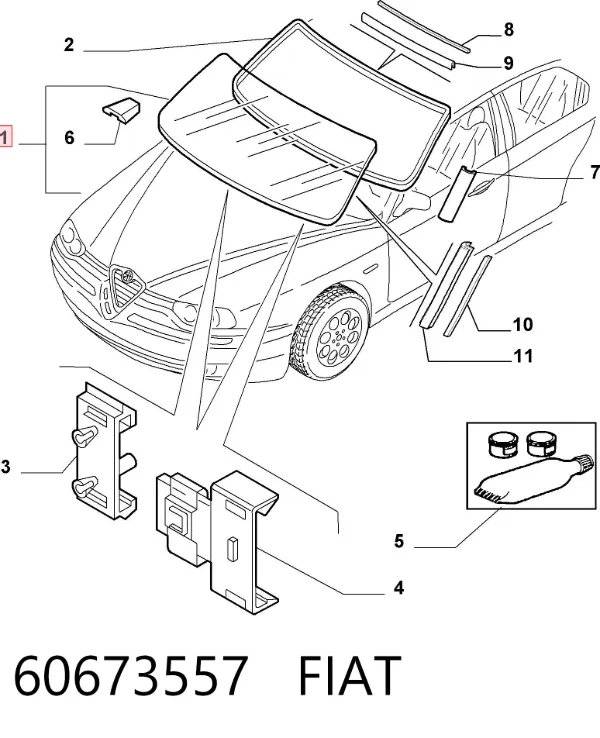 Лобовое стекло 60673557 Fiat/Alfa/Lancia