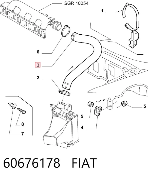Патрубок интеркулера 60676178 Fiat/Alfa/Lancia