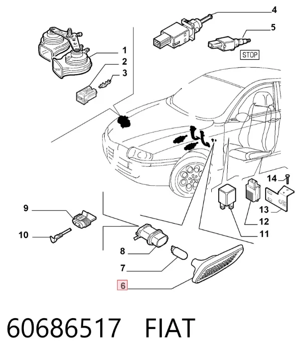 Повторитель поворота на крыле левый 60686517 Fiat/Alfa/Lancia