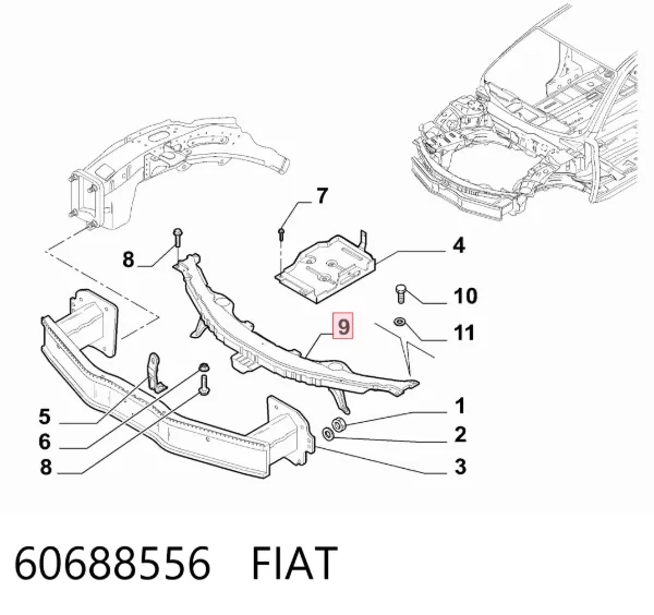 Верхняя рамка радиатора 60688556 Fiat/Alfa/Lancia