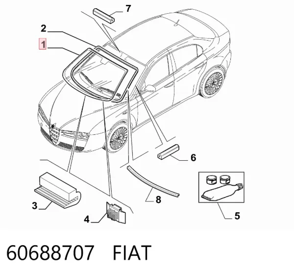 Лобовое стекло 60688707 Fiat/Alfa/Lancia