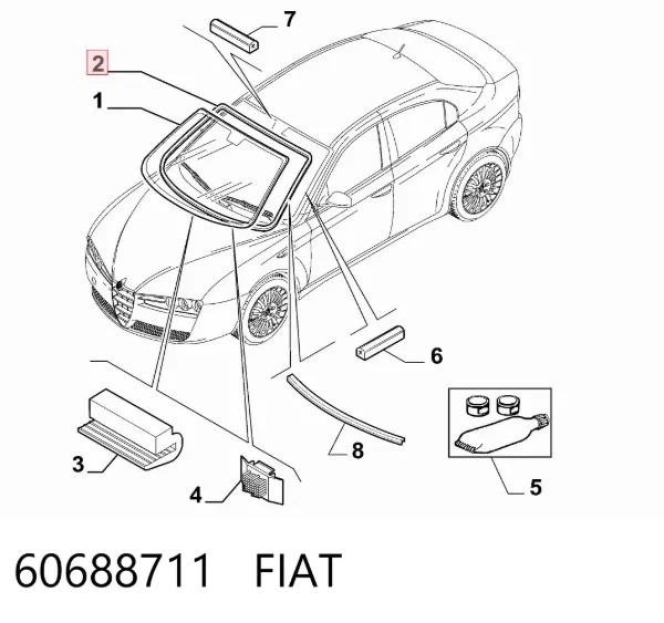Уплотнитель лобового стекла 60688711 Fiat/Alfa/Lancia