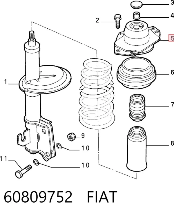 Опора амортизатора переднего правого 60809752 Fiat/Alfa/Lancia
