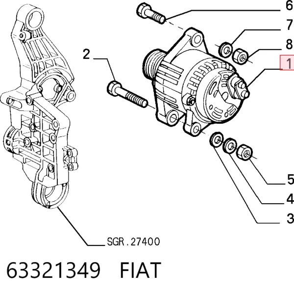 Генератор 63321349 Fiat/Alfa/Lancia