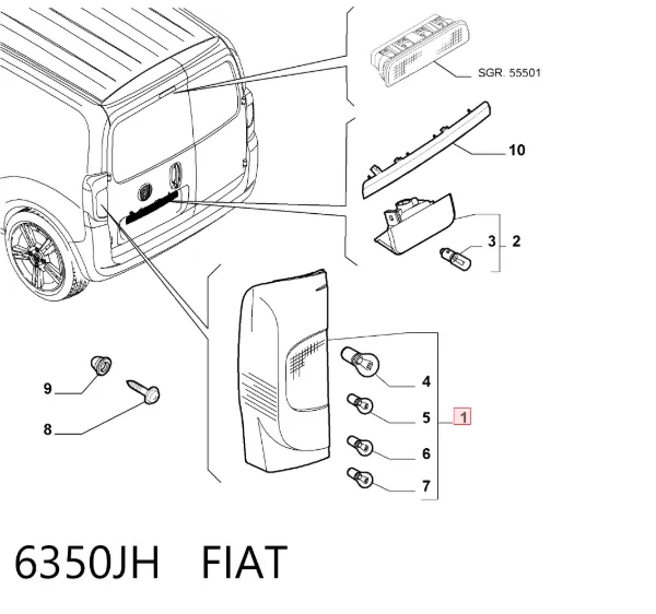 Фонарь задний левый 6350JH Fiat/Alfa/Lancia