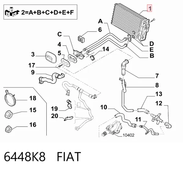 Радиатор печки 6448K8 Fiat/Alfa/Lancia