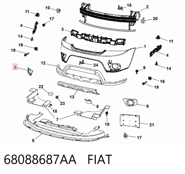 Заглушка (решетка) противотуманных фар бампера переднего левая 68088687AA Fiat/Alfa/Lancia