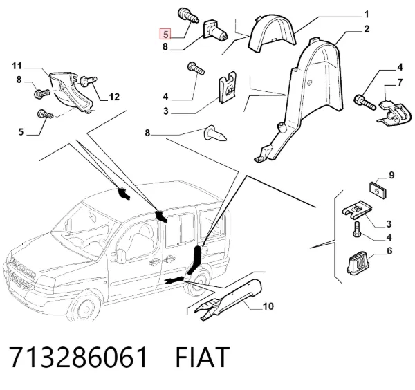 Пистон крепления обшивки двери 713286061 Fiat/Alfa/Lancia