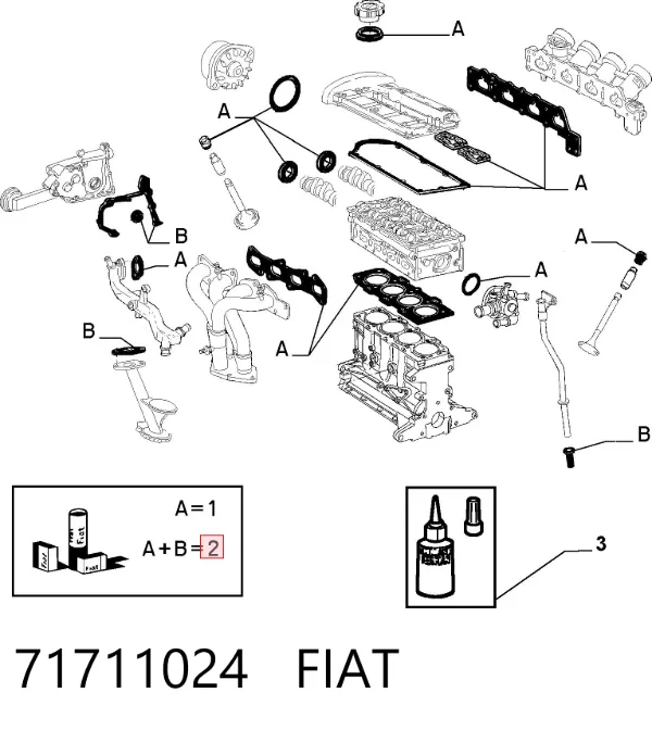 Комплект прокладок 71711024 Fiat/Alfa/Lancia