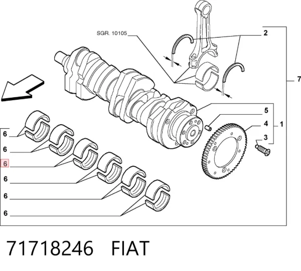 Вкладыши коленвала коренные, комплект, стандарт (STD) 71718246 Fiat/Alfa/Lancia