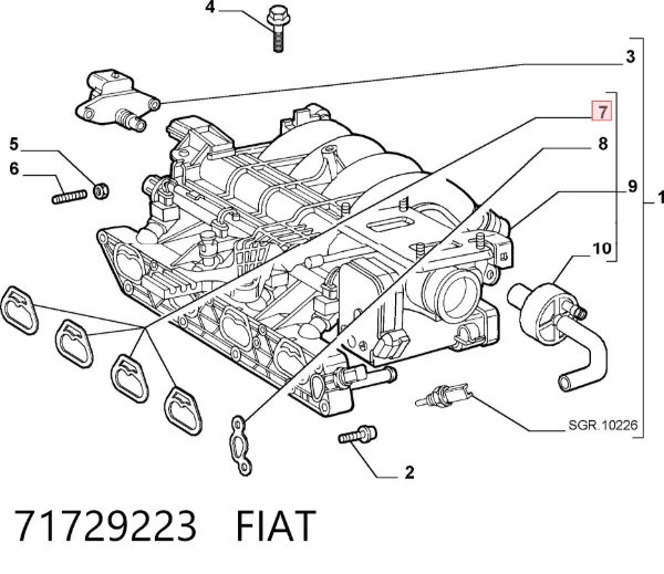 Прокладка впускного коллектора 71729223 Fiat/Alfa/Lancia