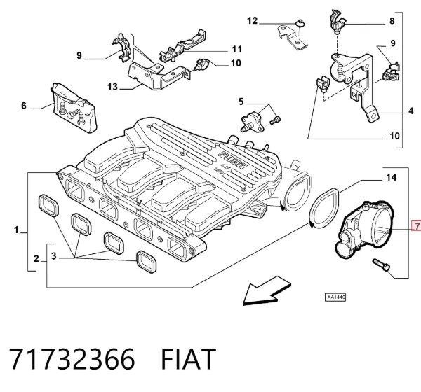 Дроссельная заслонка 71732366 Fiat/Alfa/Lancia
