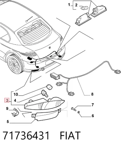 Фонарь заднего бампера левый FIAT 71736431