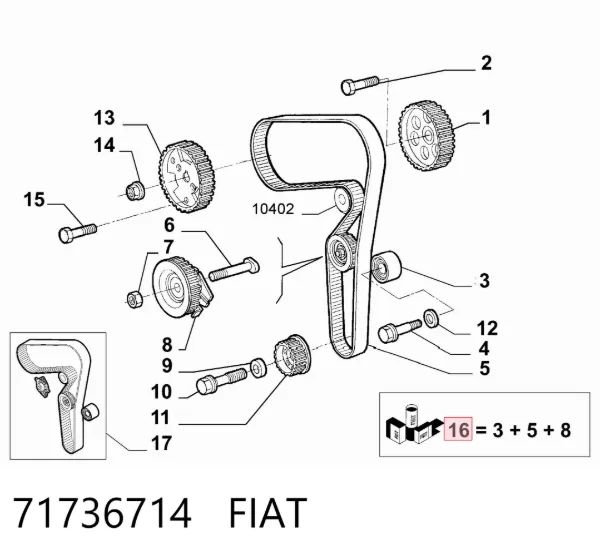 Комплект ГРМ 71736714 Fiat/Alfa/Lancia