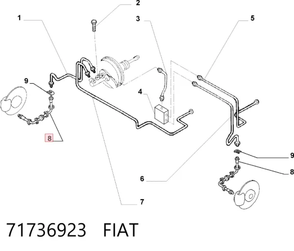 Шланг тормозной передний 71736923 Fiat/Alfa/Lancia