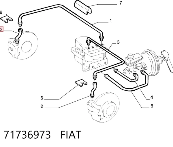 Шланг тормозной передний 71736973 Fiat/Alfa/Lancia