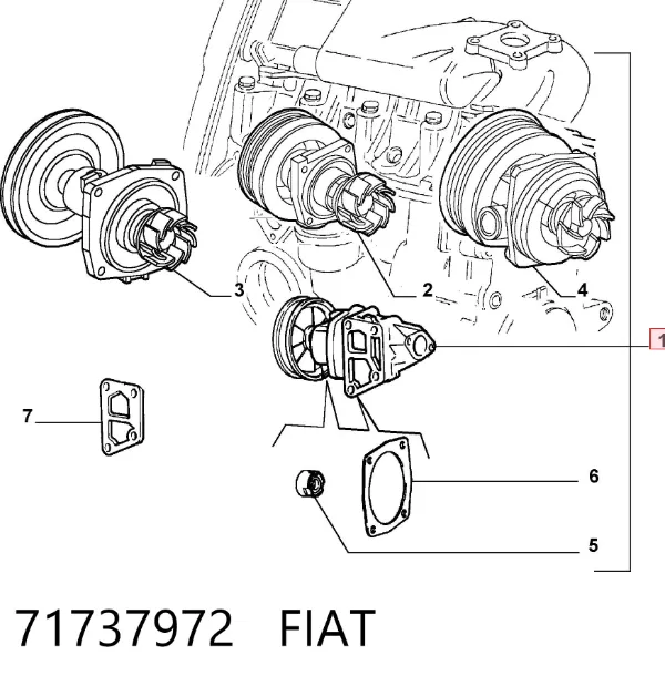 Помпа водяная (насос) охлаждения, в сборе с корпусом 71737972 Fiat/Alfa/Lancia