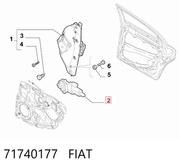 Мотор стеклоподъемника двери задней левой 71740177 Fiat/Alfa/Lancia