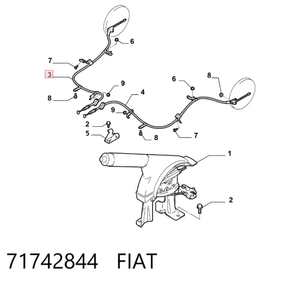 Задний правый трос ручника 71742844 Fiat/Alfa/Lancia
