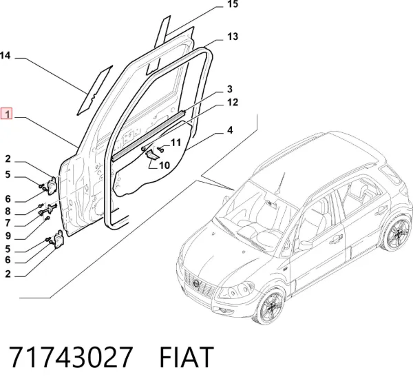 Дверь передняя левая 71743027 Fiat/Alfa/Lancia