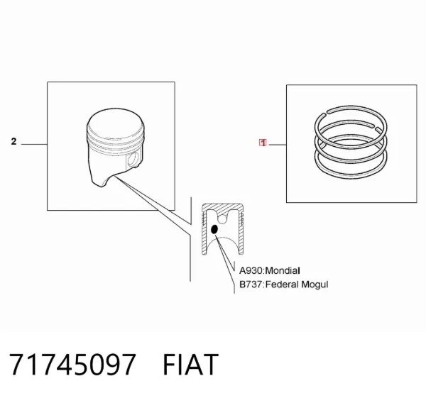 Комплект поршневых колец на 1 цилиндр, стандарт 71745097 Fiat/Alfa/Lancia