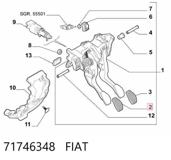 Накладка педали сцепления 71746348 Fiat/Alfa/Lancia