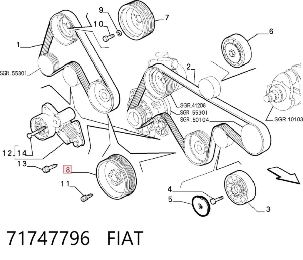 Шкив коленвала 71747796 Fiat/Alfa/Lancia