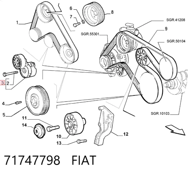 Натяжитель приводного ремня 71747798 Fiat/Alfa/Lancia