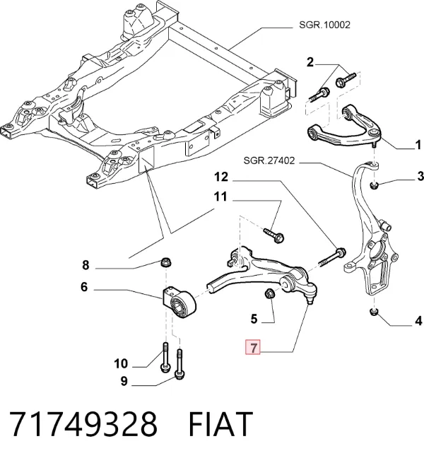 Нижний рычаг 71749328 Fiat/Alfa/Lancia