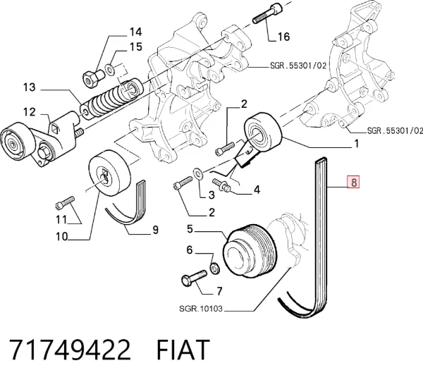 Ремень генератора 71749422 Fiat/Alfa/Lancia