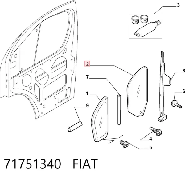 Стекло двери передней левой 71751340 Fiat/Alfa/Lancia
