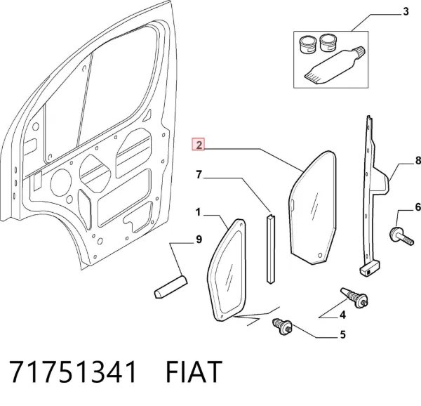 Стекло двери передней правой 71751341 Fiat/Alfa/Lancia